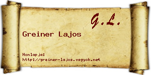 Greiner Lajos névjegykártya
